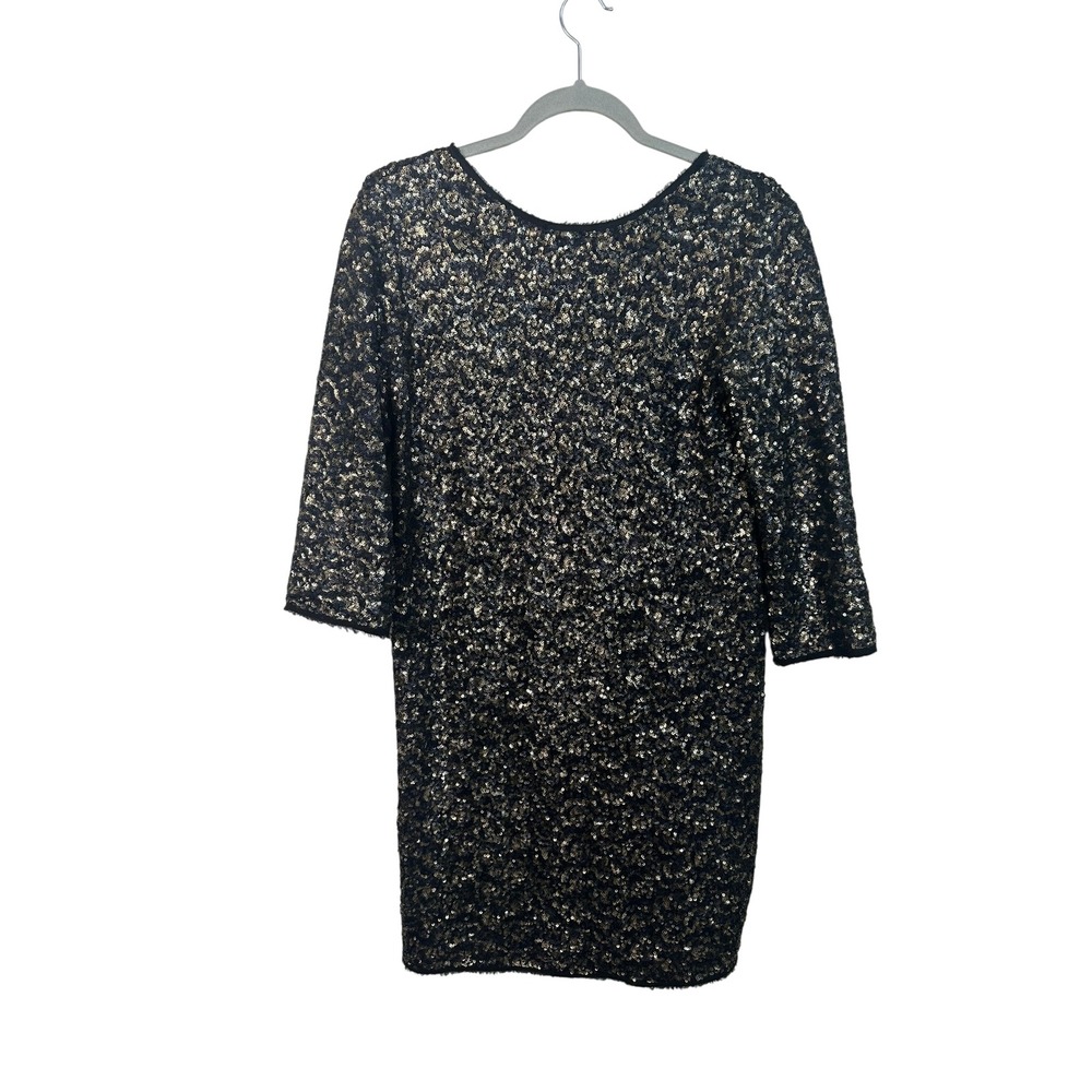 Zadig & Voltaire Deluxe Rousse Seq Dress Women S Black Gold Sequin V-Back